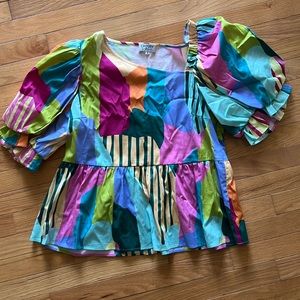 CROSBY by mollie Burch. Sz M. PTP 21”. Abstract neckline